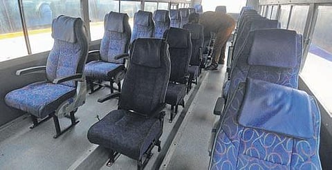 The prototype of a 26-seater bus designed by the APSRTC (Photo | Prasant Madugula, EPS)