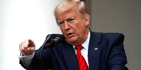 US President Donald Trump speaks about the coronavirus during a press briefing in the Rose Garden of the White House. (Photo | AP)