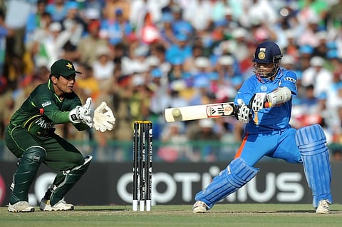 Sachin Tendulkar plays a shot. (Photo | AFP)