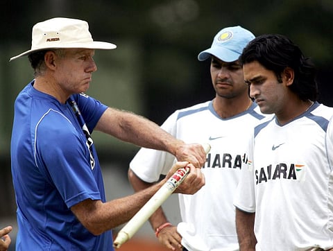 File image of Greg Chappell and MS Dhoni.(AFP)