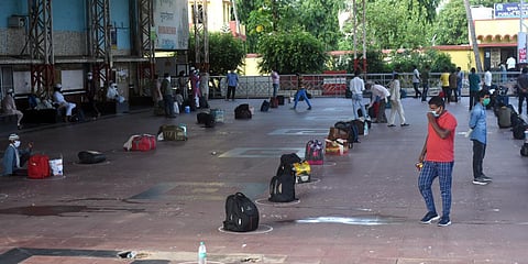 Passengers waiting at Bhubaneswar railway station to board a special train to New Delhi in Bhubaneswar. (photo| Biswanath Swain, EPS)