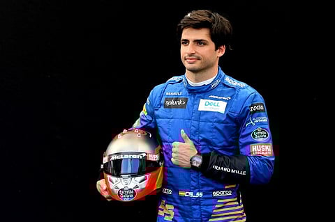 Carlos Sainz Jr poses for a photo at the Albert Park circuit. (Photo | AFP)