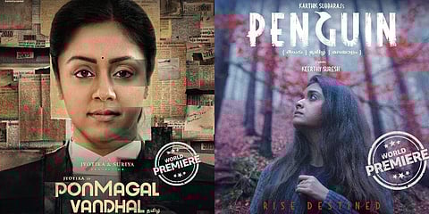 A still from 'Ponmagal Vandhal' and 'Penguin'.