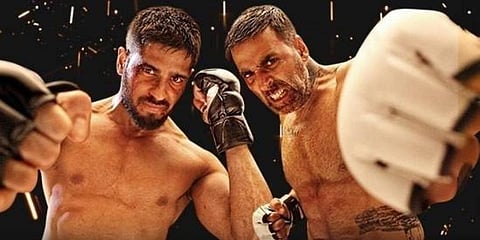 Bollywood actors Sidharth Malhotra (L) and Akshay Kumar in 'Brothers'.