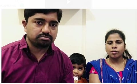 Mohan Raj with his family in Abu Dhabi