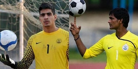 Indian goalkeepers Gurpreet Singh Sandhu (L) and Subrata Paul. (Photos | PTI)