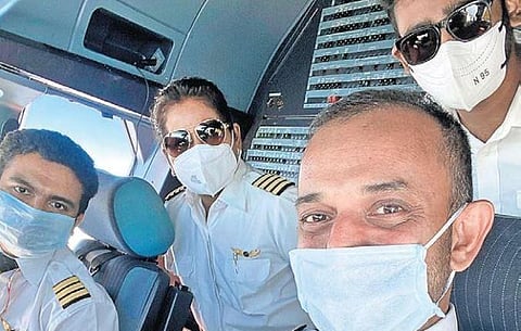Captain Praveen Chandra and his team flying for the Vande Bharath Mission to bring back stranded Indians 