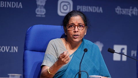 Finance Minister Nirmala Sitharaman annoucing the final tranche of the Rs 20 lakh crore stimulus package on Sunday. (Photo | Anil Shakya, EPS)