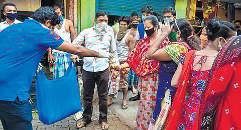 Ration being distributed to sex workers. (File photo)