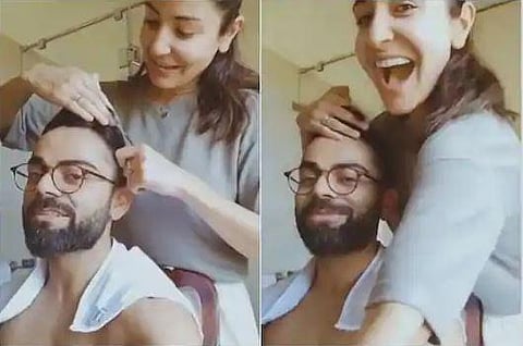 Anushka Sharma cutting Virat Kohli’s hair in the initial days of the lockdown