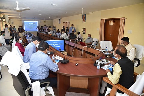 Assam governor Prof Jagdish Mukhi (far right) at a meeting in Kokrajhar (Photo | EPS)