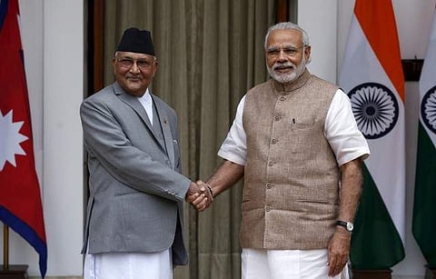 Nepal PM KP Sharma Oli (L) and Indian PM Narendra Modi. (File photo)