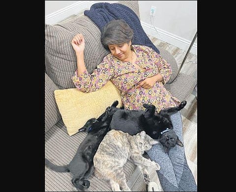 Dr Malini Saba is happily spending time with her daughter and her pets