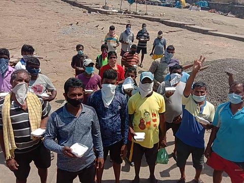 Srikakulam fishermen stranded inMod island in Maharashtra.