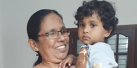 Kerala Health Minister KK Shylaja with her granddaughter.