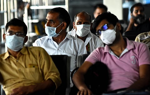 People seen with face masks in the Chennai Airport (Photo | Ashwin Prasath/EPS)
