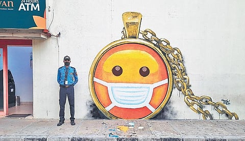 An artwork by Baadal Nanjundaswamy in Bengaluru. (Photo| EPS)