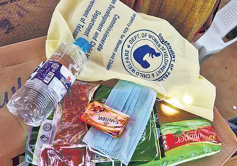 The travel kits given to migrant women workers at Medchal.