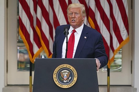 In this Tuesday, May 26, 2020 file photo, President Donald Trump answers questions from reporters during an event on protecting seniors with diabetes in the Rose Garden White House in Washington. (Photo | AP)