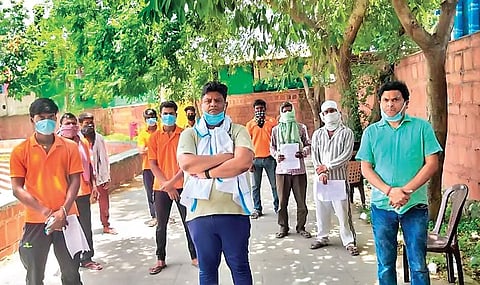 This all-expenses-paid trip to their native village is being sponsored by their employer, Pappan Singh Gahlot, who owns a mushroom farm in Tigipur village.