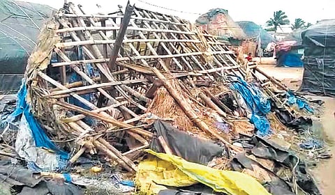 A house damaged by cyclone Amphan in Sandhkuda village (Photo | EPS)