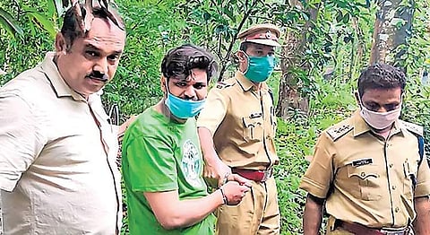 Police officials take Sooraj to his house for evidence collection. | FILE PIC