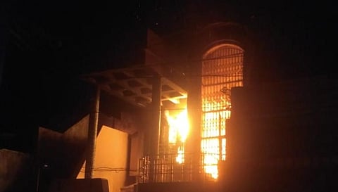 Fire breaks out in the house of BJD leader Alekh Choudhury. (Photo | Express)