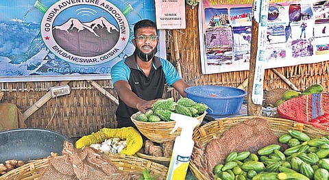 Nilachala Parida selling vegetables in Bhubaneswar on Saturday | EXpress