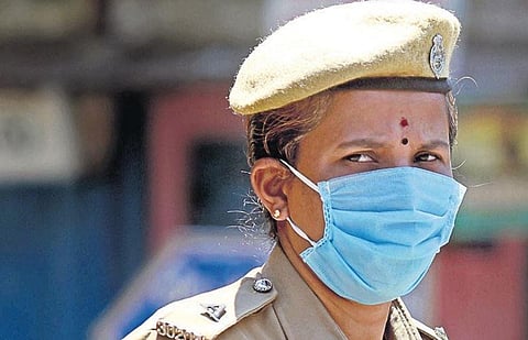 A police personnel on duty at Pudupettai  | Martin Louis