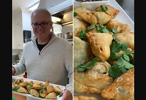 Australian PM Scott Morrison made Samosas at home. (Photo | Twitter)