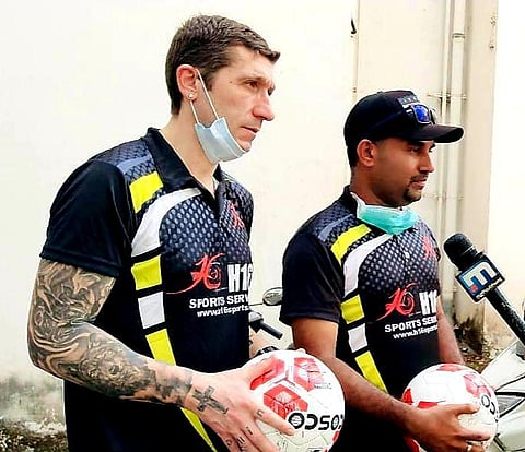 Dimitar Pantev with his manager Riyas Kasim.