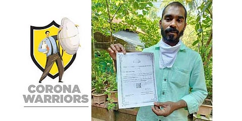 Subhash K A with the receipt of his contribution towards CMDRF.