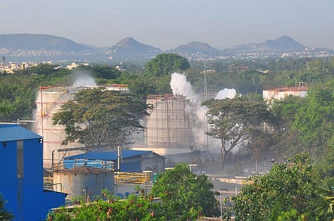Gas leak from the LG Polymers plant in Gopalapaynam near Visakhapatnam. (Photo | G Satyanarayana, EPS)
