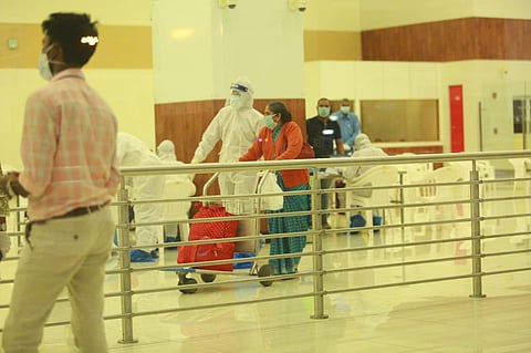 Launching its biggest ever repatriation exercise, India onThursday airlifted 363 of its citizens, including nine infants, stranded in the United Arab Emirates due to the international travel lockdown over the COVID-19 pandemic. (Photo | EPS)