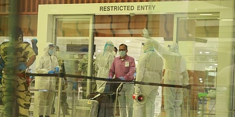 A UAE-returnee at Kochi International Airport. (Photo | EPS)