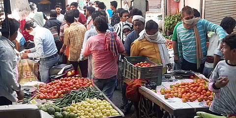 People buying vegetables and other essentials after the announcement of lockdown. (Photo| ANI)