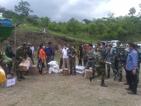 Naga rebels receiving relief materials (Photo | EPS)