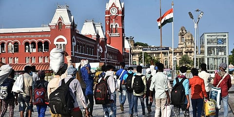 Image of migrants at Chennai Central railway station used for representational purpose only (P Jawahar/EPS)