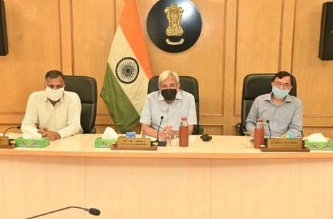 CEC Sunil Arora chaired a meeting of the Commission at Nirvachan Sadan in New Delhi. (Photo | Twitter)