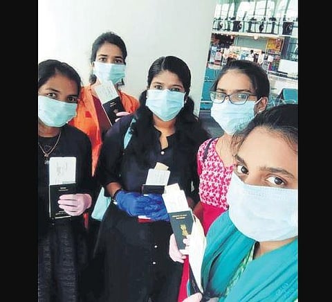 Five girls prior to departure from Yerevan