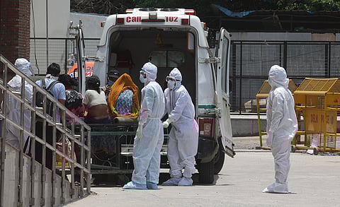 (Image for representation) A patient being shifted to coronavirus emergency ward at LNJP hospital. (Photo | Anil Shakya, EPS)