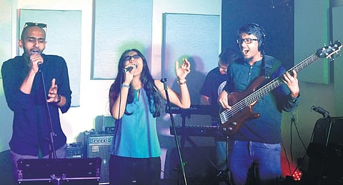 Band Perfect Strangers perform at Streamphony for a ticketed live streaming. (Photo | Meghana Sastry, EPS)