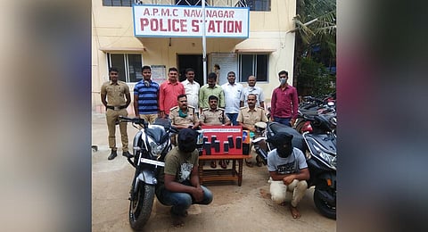 The police managed to seize eight mobile phones and two two-wheelers. (Photo | Express)