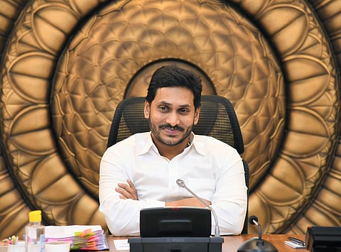 Andhra Pradesh CM YS Jagan Mohan Reddy during cabinet meeting at Secretariat. (Photo | EPS)