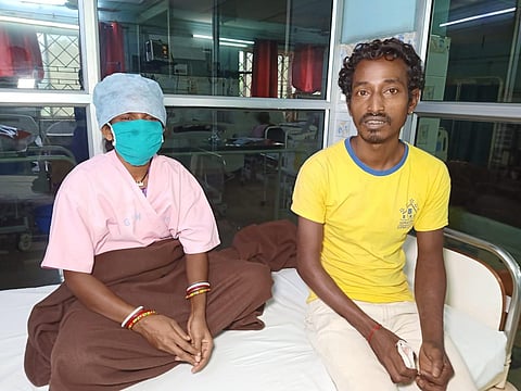 The couple at the Ganga Memorial Hospital post surgery (Photo | EPS)