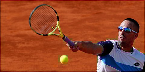 Serbia's Viktor Troicki returns the ball to Serbia's Novak Djokovic during their match of the Adria Tour charity tournament in Belgrade, Serbia, Saturday, June 13, 2020. (Photo | AP)