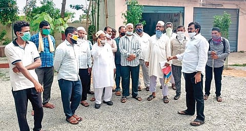 A delegation of Bahujana Left Front (BLF), along with Muslim residents of Velpur village, at the district collectorate on Tuesday