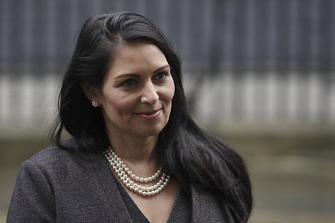 In this file dated Thursday, Feb. 13, 2020, British Lawmaker Priti Patel, the Home Secretary leaves 10 Downing Street in London.  (Photo | AP)