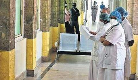 Nurses on duty at  KC General Hospital   in Bengaluru on Tuesday | Shriram BN