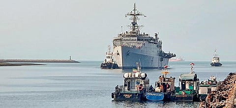 Naval ship INS Jalashwa is likely to sail for Indian shore from Bandar Abbas port in Iran on Friday | Express